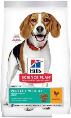 Сухой корм для собак Hill's Science Plan Perfect Weight для взрослых собак средних пород для поддержания оптимального веса, с курицей 12 кг
