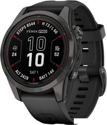 Умные часы Garmin Fenix 7S Pro Sapphire Solar (карбоново-серый титан/черный)