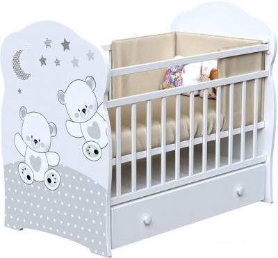 Классическая детская кроватка VDK Funny Bears маятник и ящик (белый) Классическая детская кроватка VDK Funny Bears маятник и ящик (белый)