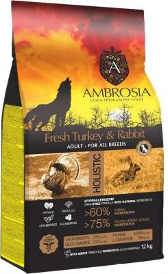 Корма для собак Ambrosia Adult All Breeds Fresh Turkey & Rabbit (для всех пород с индейкой и кроликом) 12 кг