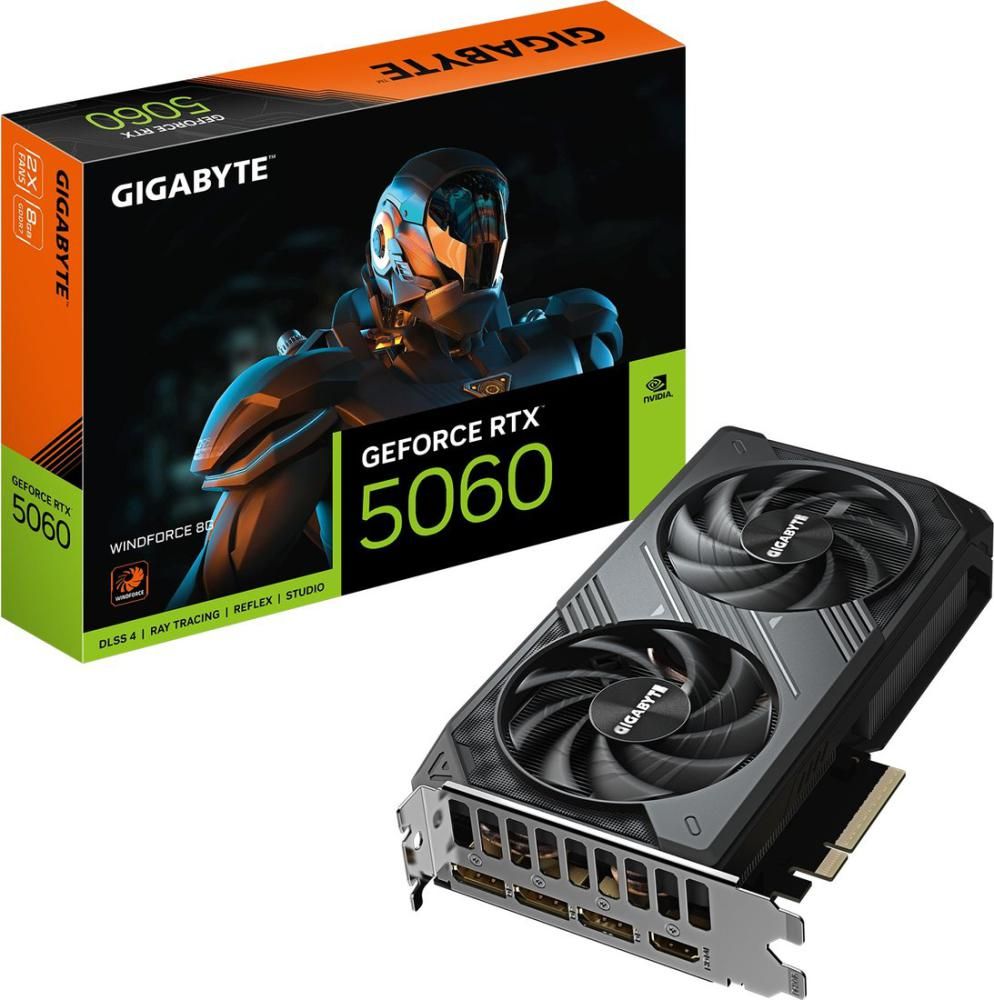 Видеокарта Gigabyte GeForce RTX 5060 Windforce 8G GV-N5060WF2-8GD