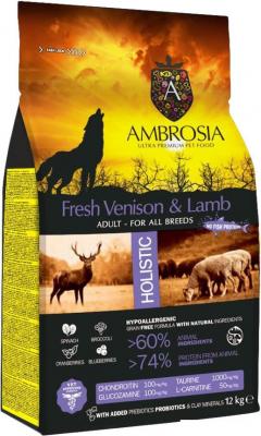 Сухой корм для собак Ambrosia Adult All Breeds Fresh Venison &amp; Lamb (для всех пород с олениной и ягненком) 12 кг