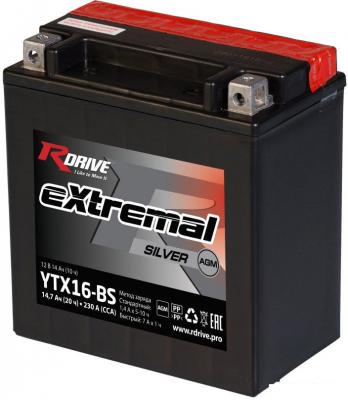 Мотоциклетный аккумулятор RDrive eXtremal Silver YTX16-BS (14.7 А·ч) Мотоциклетный аккумулятор RDrive eXtremal Silver YTX16-BS (14.7 А·ч)