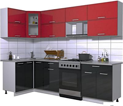 Готовые кухни Интерлиния Мила Gloss 60-12x27 (красный/черный глянец)