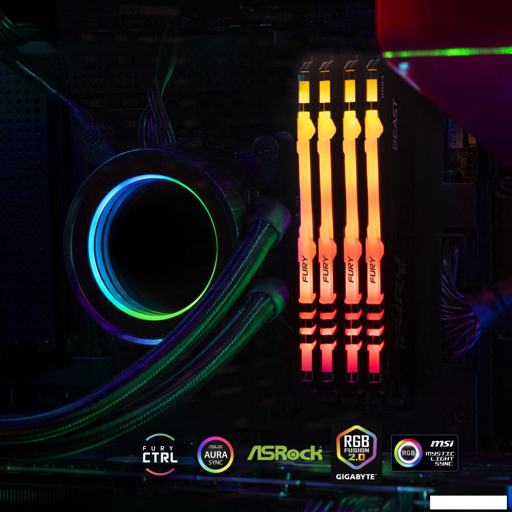 Оперативная память Kingston FURY Beast RGB 2x8ГБ DDR4 3600МГц KF436C17BB2AK2/16 Оперативная память Kingston FURY Beast RGB 2x8ГБ DDR4 3600МГц KF436C17BB2AK2/16